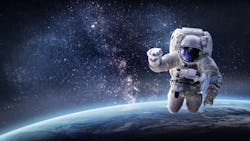 Astronaut in outer space over the planet Earth. Astronaut in outer space over the planet Earth.