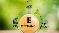 E- Methanol text on woods and icons about production process on natural background. E- Methanol text on woods and icons about production process on natural background.