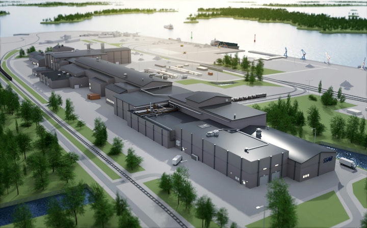 A design rendering of SSAB’s fossil-free, mini steel mill, which started construction with a ground breaking ceremony.