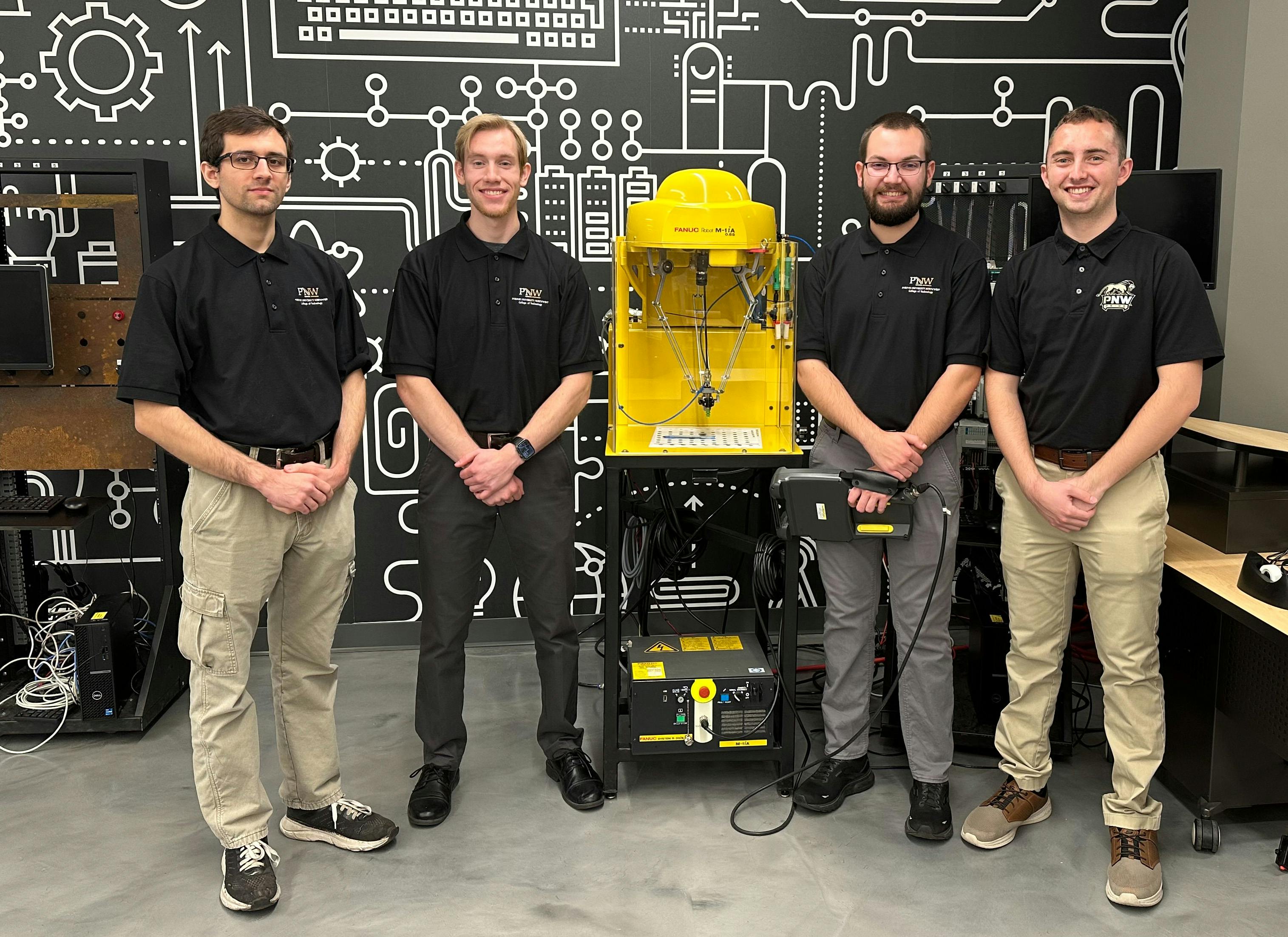 Purdue Northwest University team in their advanced manufacturing lab