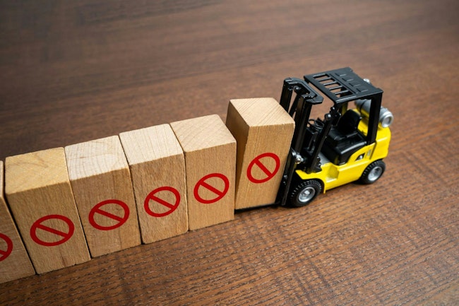 A forklift erects a restrictive barrier. Create a new restriction. Provide new sanctions and restrictions. Laws and regulations. Bans and taboo. Stop work, freeze and cancel. Block VPN services.