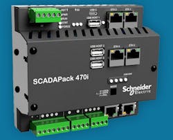 Schneider Electric's SCADAPack 470i on a blue background Schneider Electric's SCADAPack 470i on a blue background