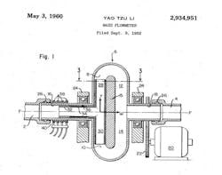 Yao Tzu Li mass flowmeter sketch, filed in September 1952 Yao Tzu Li mass flowmeter sketch, filed in September 1952