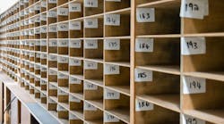 Numbered pigeon holes in an office Numbered pigeon holes in an office