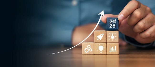 Business growth strategy ideas for 2026 with goal planning, KPI performance, data analytics, innovation, smart technology solutions, startup development, investment forecasts, insights into future