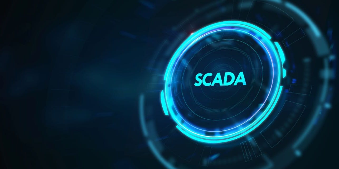 System Supervisory Control And Data Acquisition technology concept. SCADA. 3d illustration