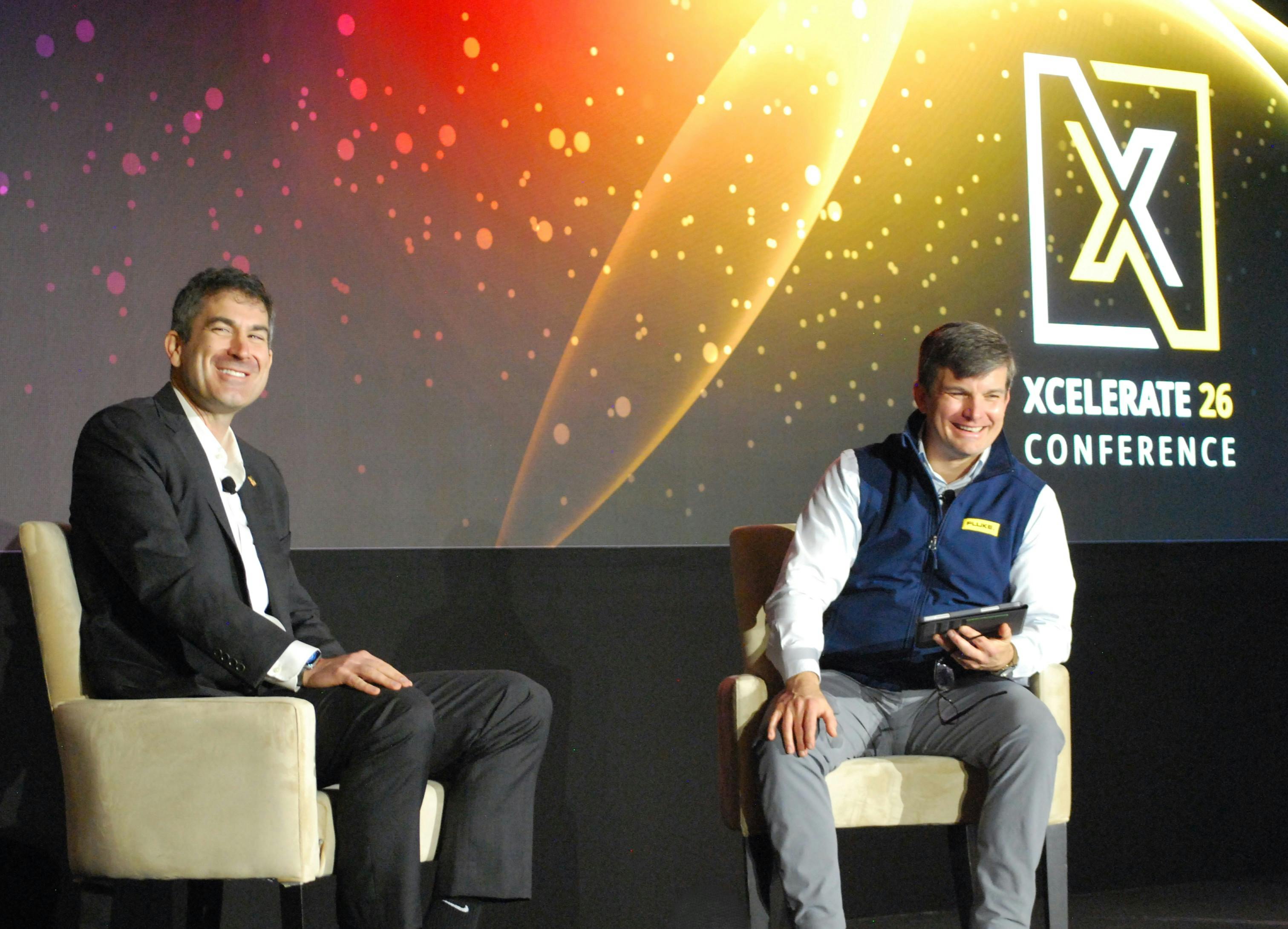 Fluke Reliability's Parker Burke and Jay Hack at the Xcelerate 26 conference in Austin, Texas
