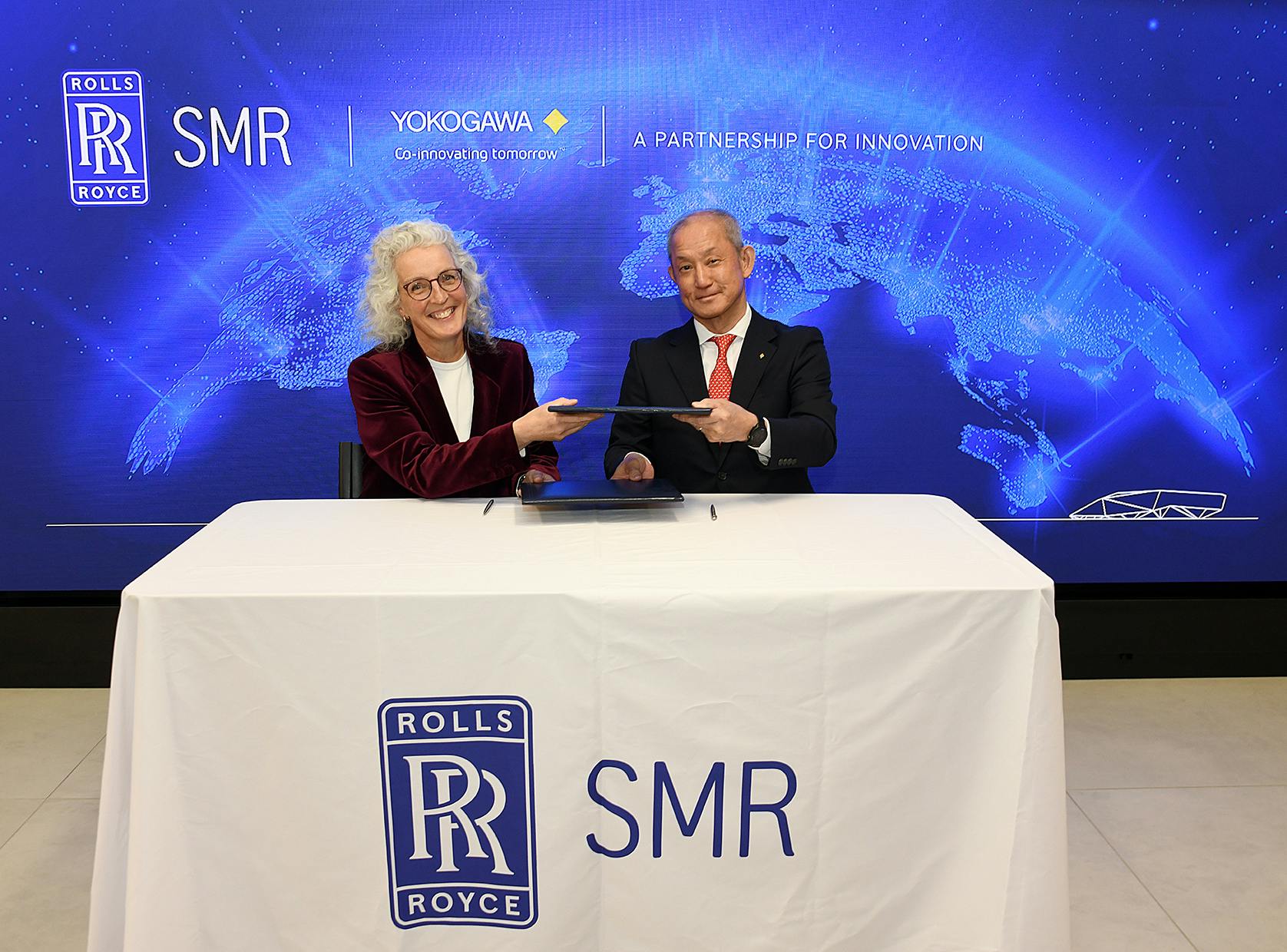 Ruth Todd, operations and supply chain director at Rolls-Royce SMR, and Koji Nakaoka, EVP and executive officer of Yokogawa Electric Corp.&rsquo;s Energy & Sustainability business.