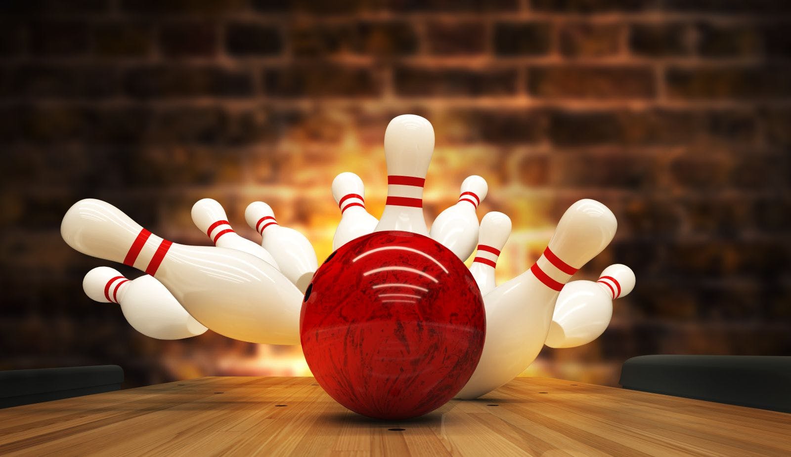 Bowling strike hit, concept of success and win.