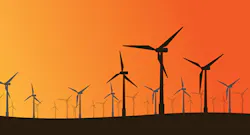 Silhouette of wind turbines at sunset, renewable energy farm and sustainable power concept illustration. Silhouette of wind turbines at sunset, renewable energy farm and sustainable power concept illustration.