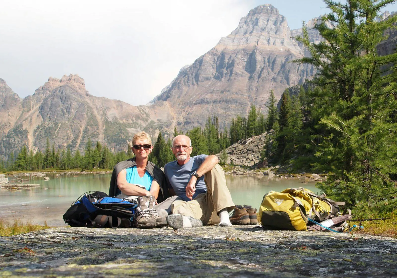 Peter and Edith Morgan camping on the banks of a rive Peter and Edith Morgan camping on the banks of a rive