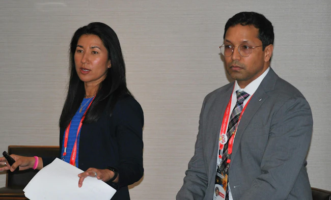 Honeywell&rsquo;s Tiffany Barnes (left in image), global business director for diversified chemicals, and Omar Rhiman (right in image), business development director for Honeywell AutonomyX consulting practice