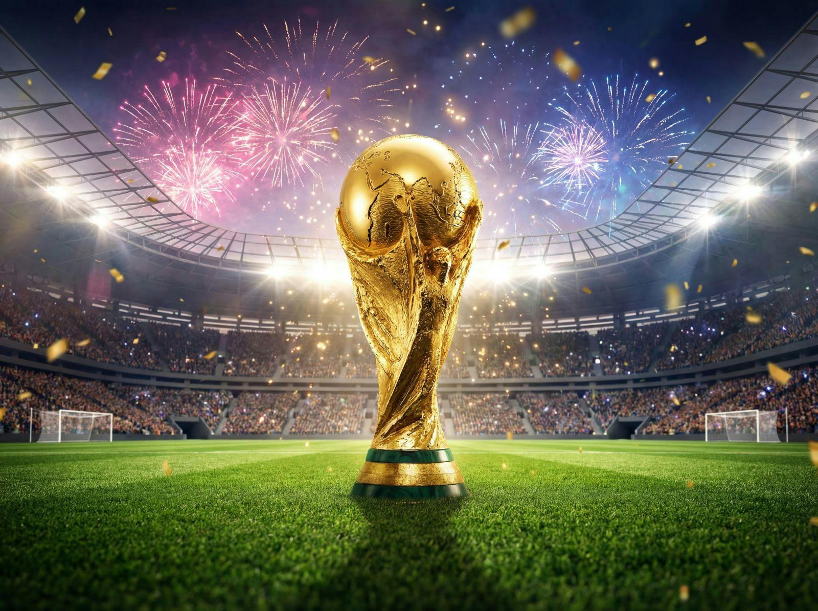 FIFA Football world cup celebration winning trophy. 3d rendering illustration.
