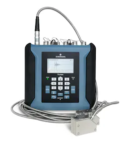 Flexim Fluxus 631 portable, non-intrusive, clamp-on, ultrasonic flowmeters. Source: Emerson