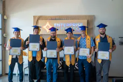 Figure 2: The 2025 graduating class at Enterprise Automation’s inhouse EA University (EAU) included (1. to r.) David Huang, controls engineer I, Brandon Wang, controls engineer I, Mitchell Shaw, controls engineer III, Loc Nguyen, controls engineer I, Carl Schmid, senior engineer, and Aidan Abregov, electrical design drafter I. Source: Enterprise Automation