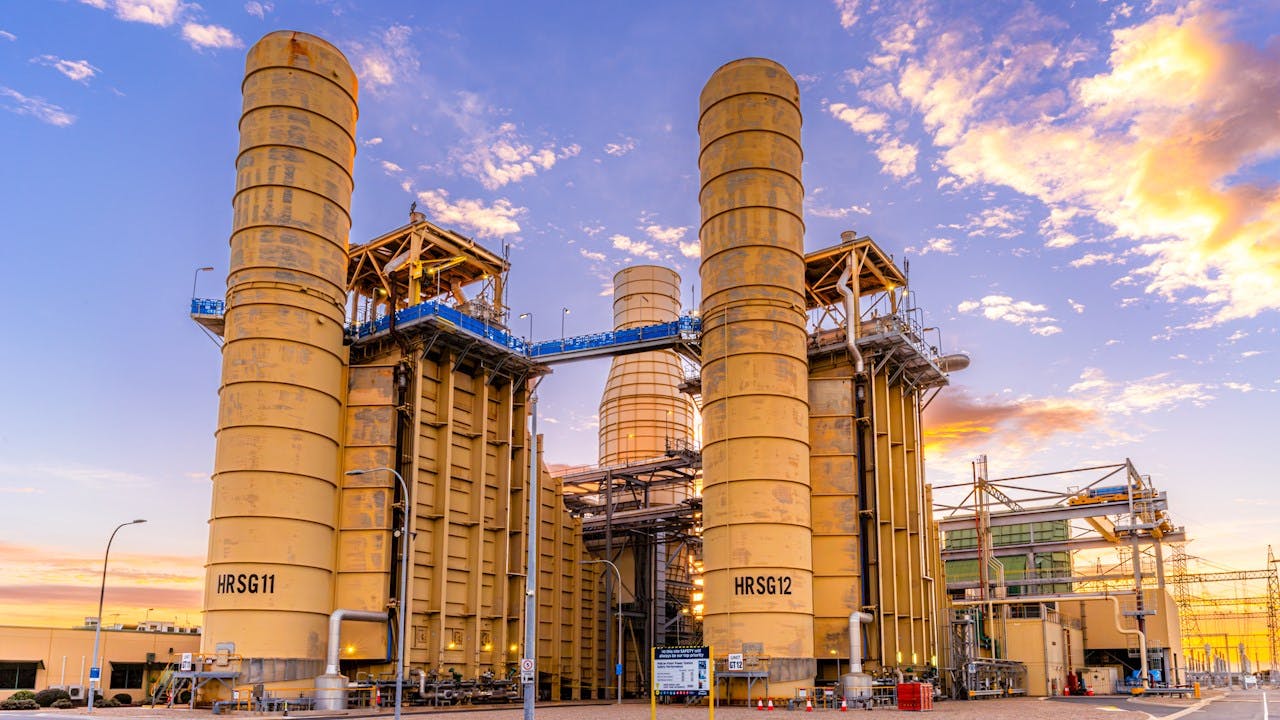 Front-facing view of Engie Australia's Pelican Point Power Station in Brisbane, Australia.
