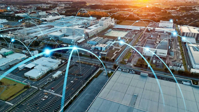 Industrial zones and communication networks concept visual.