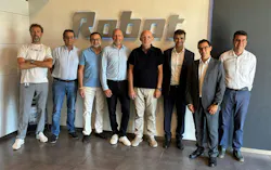 The takeover signing team from Robot, HMS and legal counsels includes (left to right) José Alberto Antiche Pieras, Lorenzo Ramón Vaquer and Jaume Simonet Pou from Robot; Martin Hoffert, Bernat Bonnín Pons-Estel from Robot; Carlos Lopez, Guestion Partners; Josep Maria Piñol Fañanas, HMS; Nicolau Fuster, Lex2B.