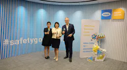 The opening of the HIMA China Innovation Center is celebrated by (left to right) Zena Zhou, GM of HIMA China), Daisy Zhu, deputy executive director of the German Chamber of Commerce in China—East China, and Jörg de la Motte, CEO of HIMA Group.