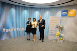 The opening of the HIMA China Innovation Center is celebrated by (left to right) Zena Zhou, GM of HIMA China), Daisy Zhu, deputy executive director of the German Chamber of Commerce in China—East China, and Jörg de la Motte, CEO of HIMA Group.