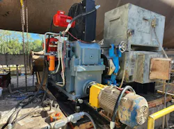 Figure 1: Sew-Eurodrive’s integrated ML-Series kiln drive solution with built-in auxiliary drive system at Argos Cement’s U.S.-based plant.