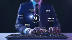Digital marketing artificial intelligence and 5 stars rating review. Online customer feedback survey, service quality satisfaction, smart business strategy, and best ranking experience concept.